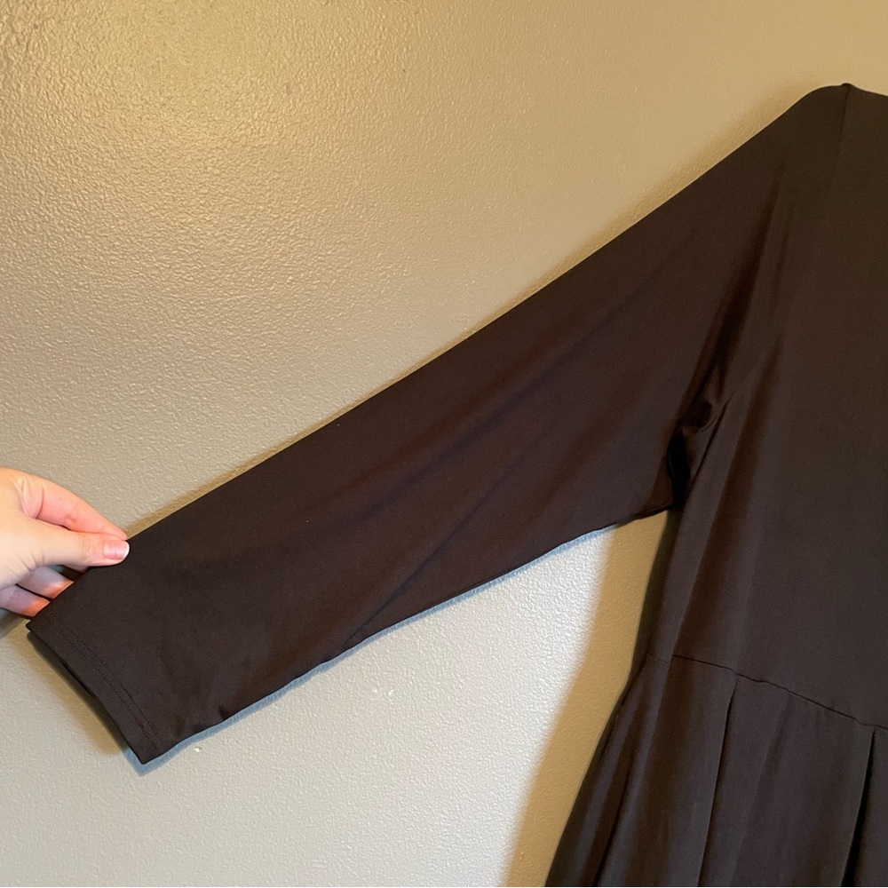 NWOT 24/7 Comfort Apparel Sz 2X Black Babydoll Long Sleeve Scoop-neck Midi Dress - Picture 2 of 11